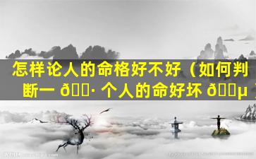 怎样论人的命格好不好（如何判断一 🌷 个人的命好坏 🌵 ）